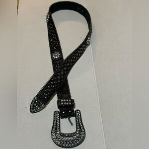 Black Studded Belt with Silver Accents